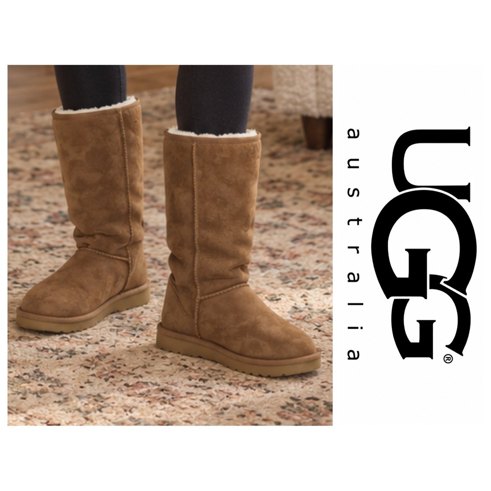 UGG 'Classic Tall' (39/8) Suede Shearling Boot Chocolate Brown Winter 5815
